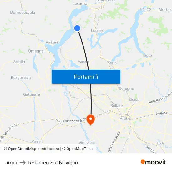 Agra to Robecco Sul Naviglio map
