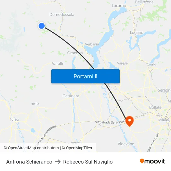 Antrona Schieranco to Robecco Sul Naviglio map