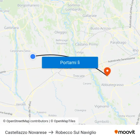 Castellazzo Novarese to Robecco Sul Naviglio map
