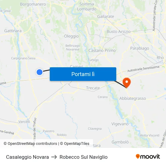 Casaleggio Novara to Robecco Sul Naviglio map
