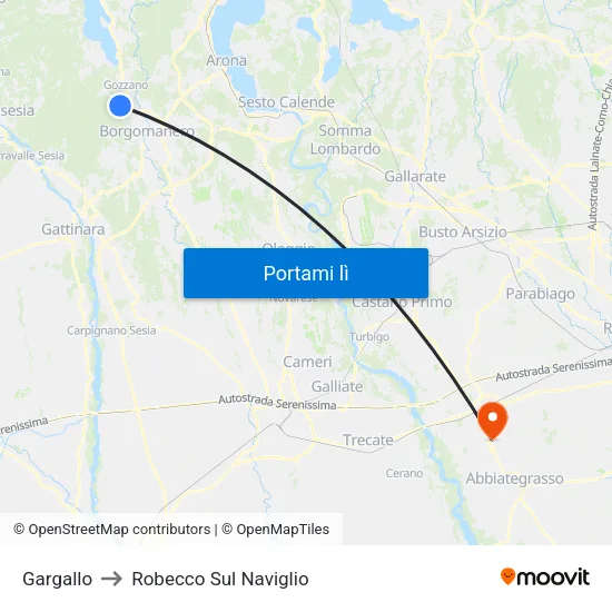Gargallo to Robecco Sul Naviglio map