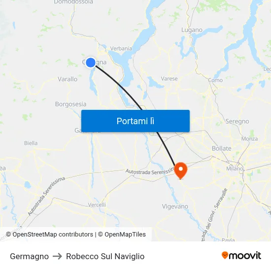 Germagno to Robecco Sul Naviglio map