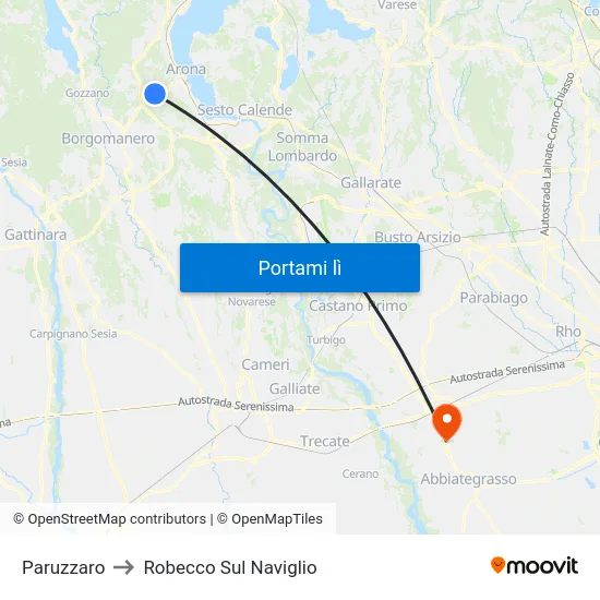 Paruzzaro to Robecco Sul Naviglio map