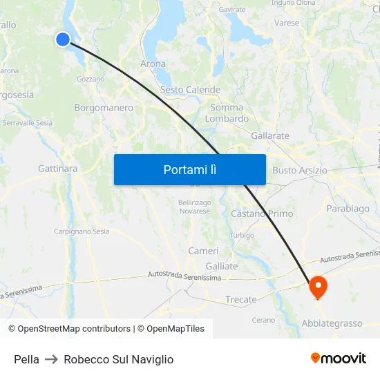 Pella to Robecco Sul Naviglio map