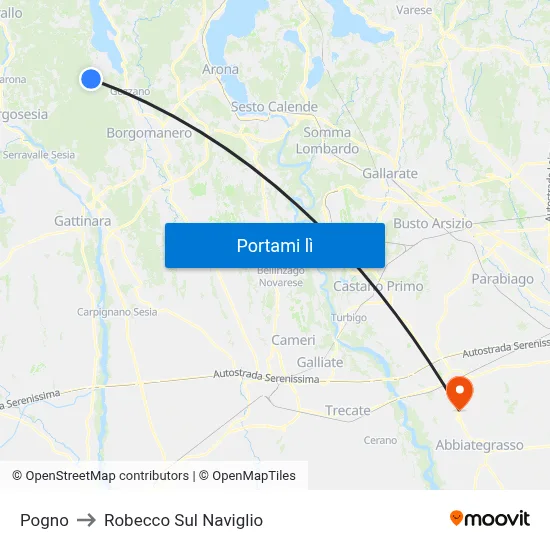 Pogno to Robecco Sul Naviglio map