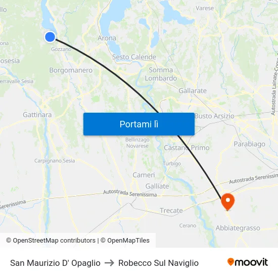 San Maurizio D' Opaglio to Robecco Sul Naviglio map