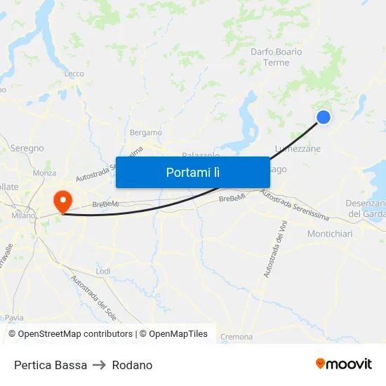 Pertica Bassa to Rodano map