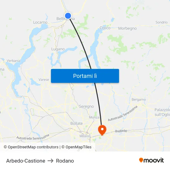 Arbedo-Castione to Rodano map
