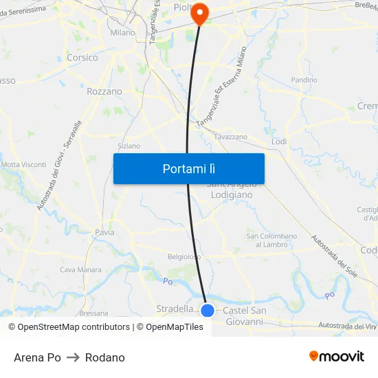 Arena Po to Rodano map