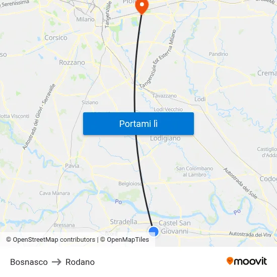 Bosnasco to Rodano map