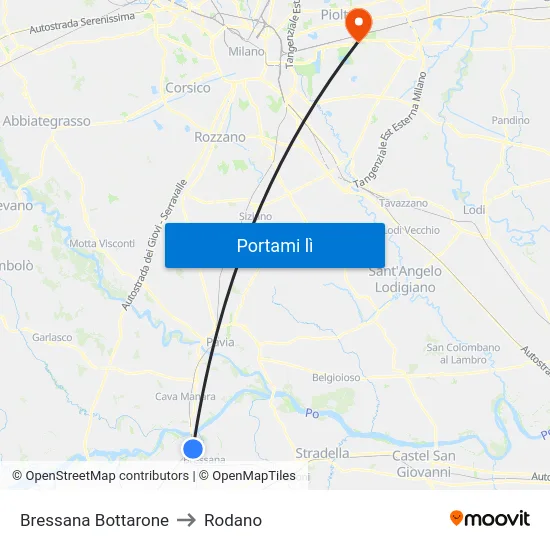 Bressana Bottarone to Rodano map