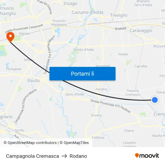 Campagnola Cremasca to Rodano map