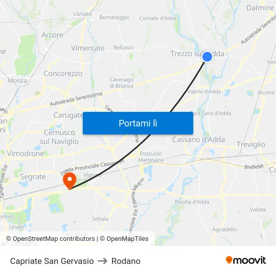 Capriate San Gervasio to Rodano map