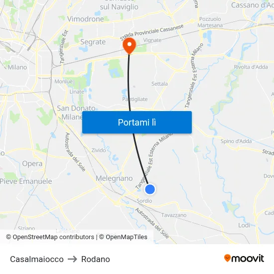 Casalmaiocco to Rodano map
