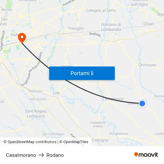 Casalmorano to Rodano map