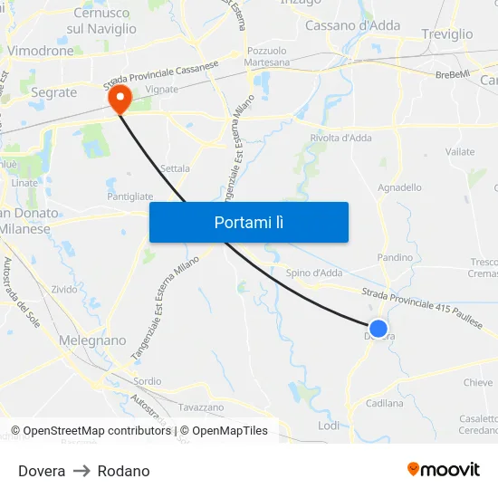 Dovera to Rodano map