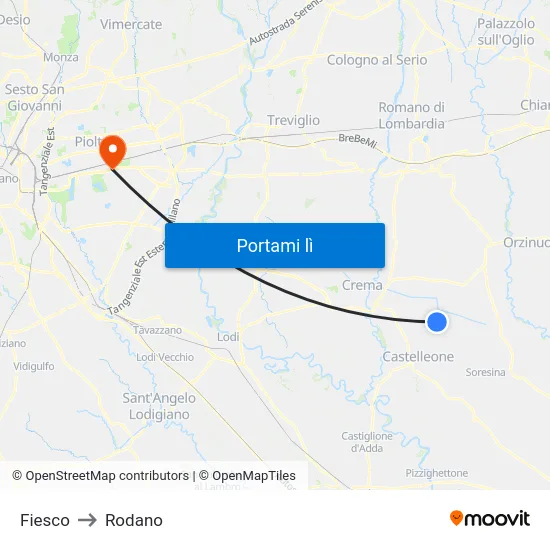 Fiesco to Rodano map