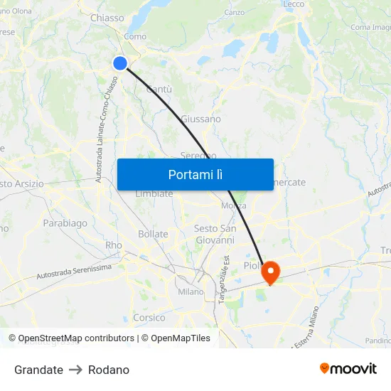 Grandate to Rodano map