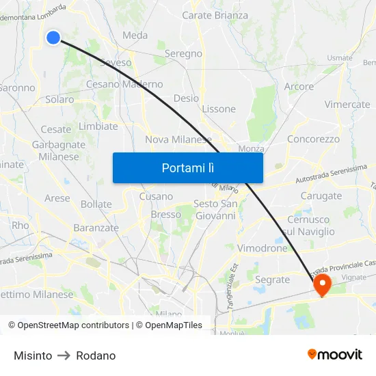 Misinto to Rodano map