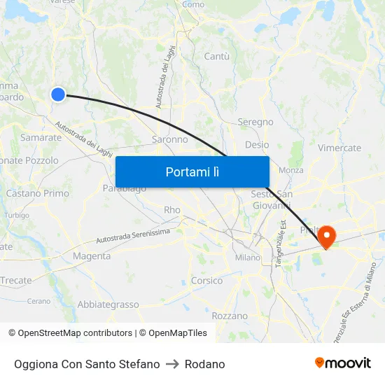 Oggiona Con Santo Stefano to Rodano map