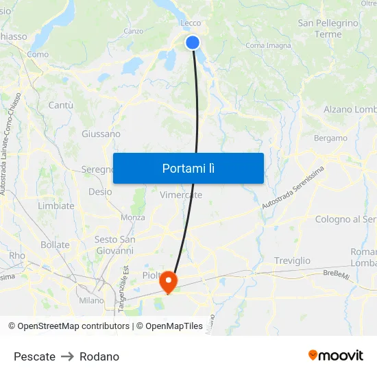 Pescate to Rodano map