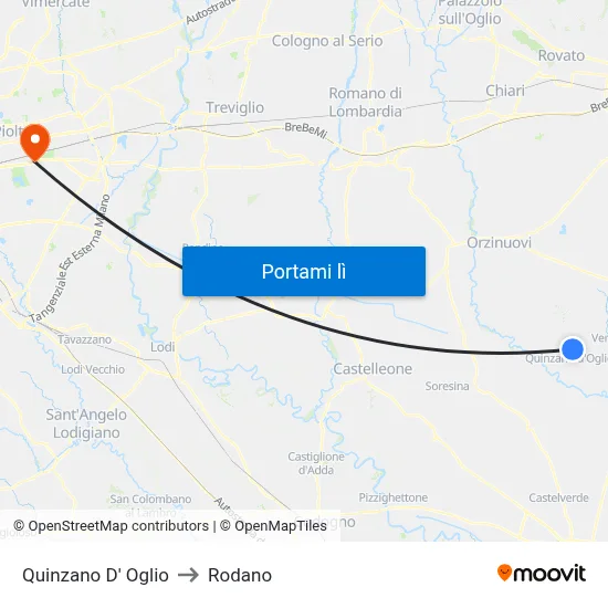 Quinzano D' Oglio to Rodano map