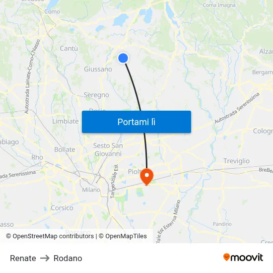 Renate to Rodano map