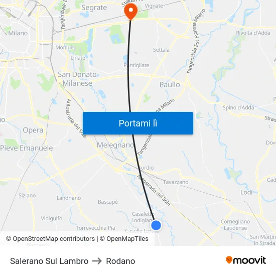 Salerano Sul Lambro to Rodano map