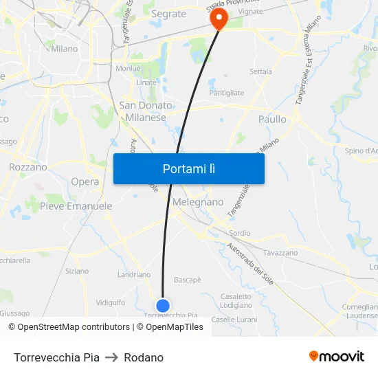 Torrevecchia Pia to Rodano map