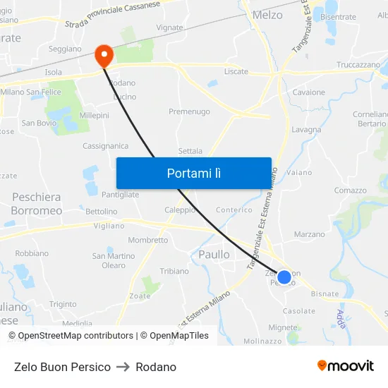 Zelo Buon Persico to Rodano map