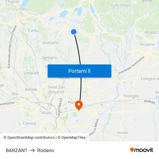 BARZAN? to Rodano map