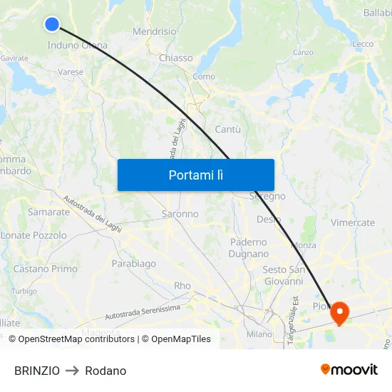 BRINZIO to Rodano map