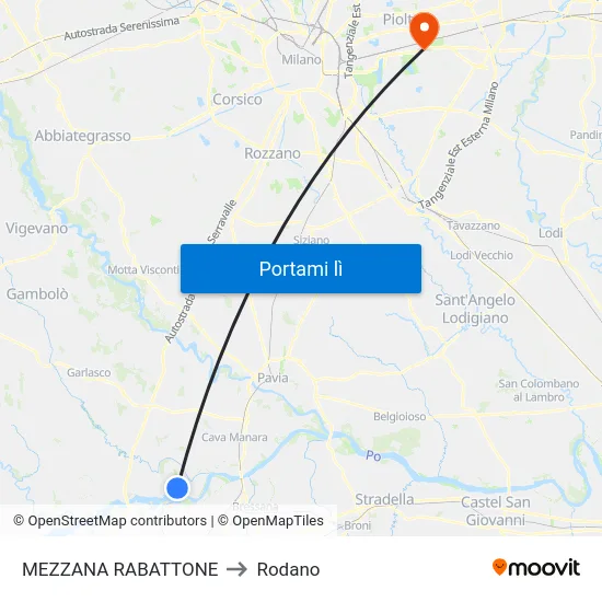 MEZZANA RABATTONE to Rodano map