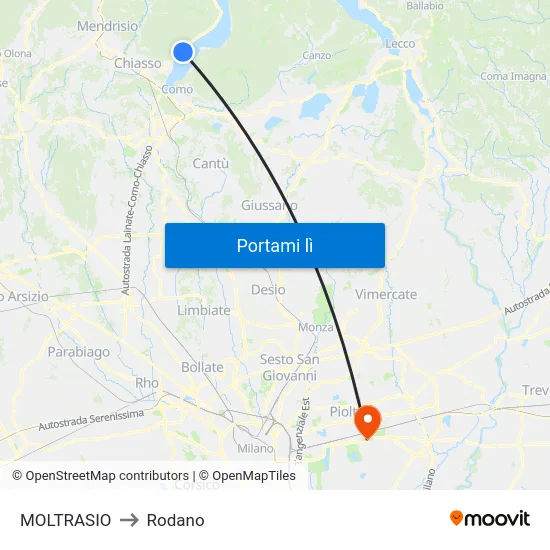 MOLTRASIO to Rodano map