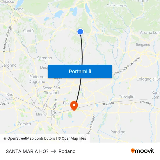 SANTA MARIA HO? to Rodano map