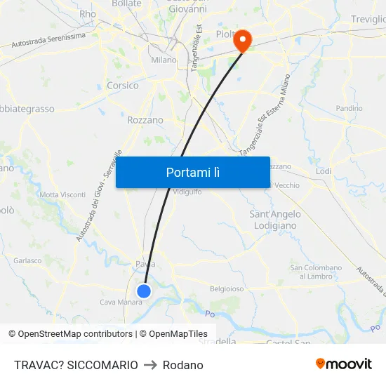 TRAVAC? SICCOMARIO to Rodano map