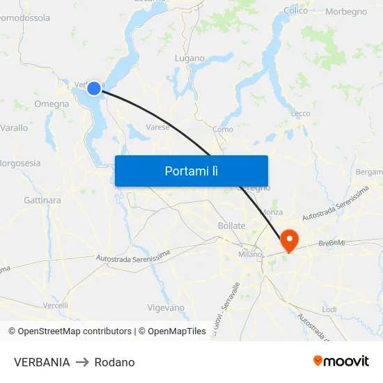 VERBANIA to Rodano map