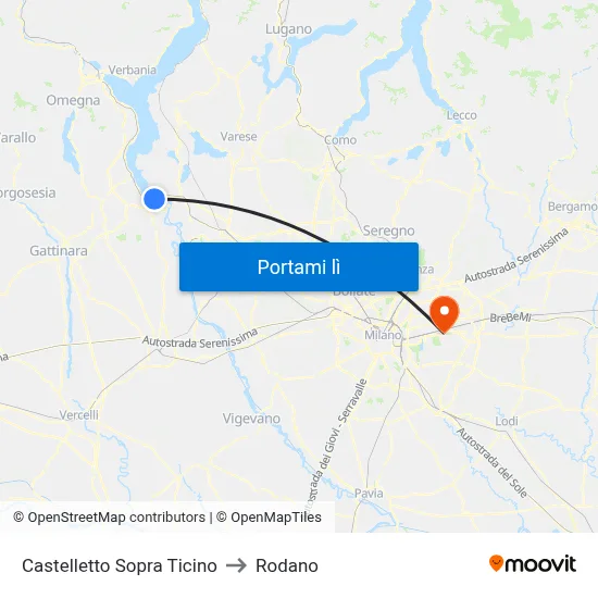 Castelletto Sopra Ticino to Rodano map
