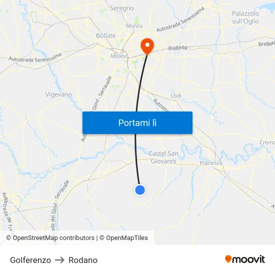 Golferenzo to Rodano map