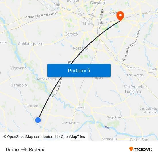 Dorno to Rodano map