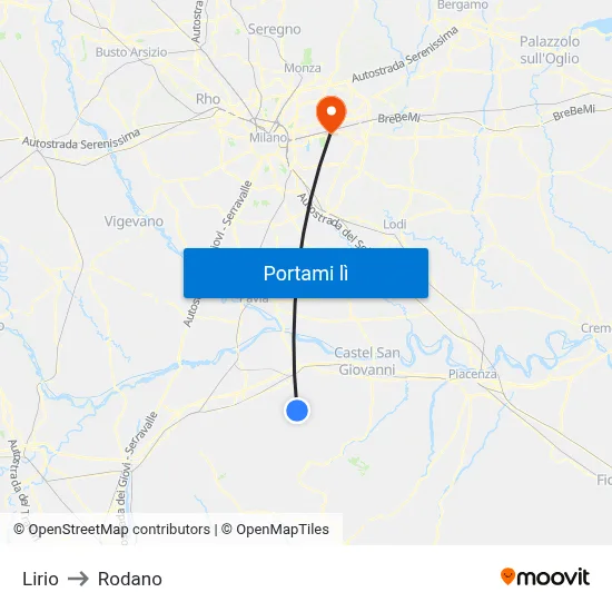 Lirio to Rodano map
