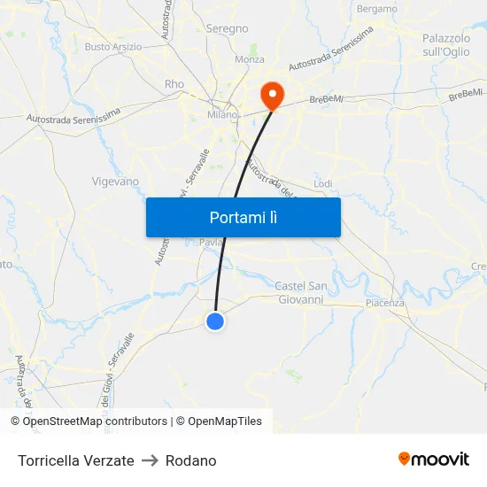 Torricella Verzate to Rodano map