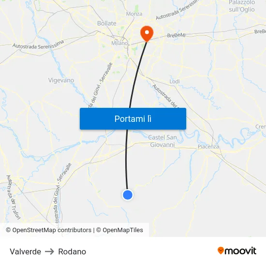 Valverde to Rodano map