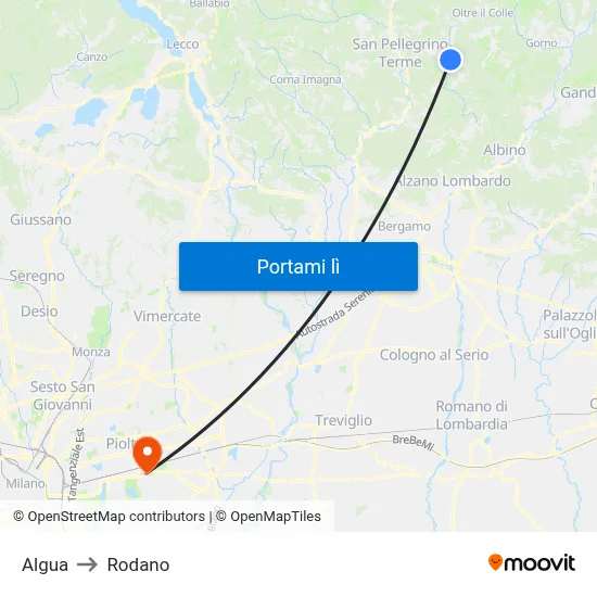 Algua to Rodano map
