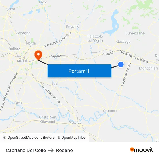 Capriano Del Colle to Rodano map