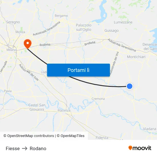 Fiesse to Rodano map