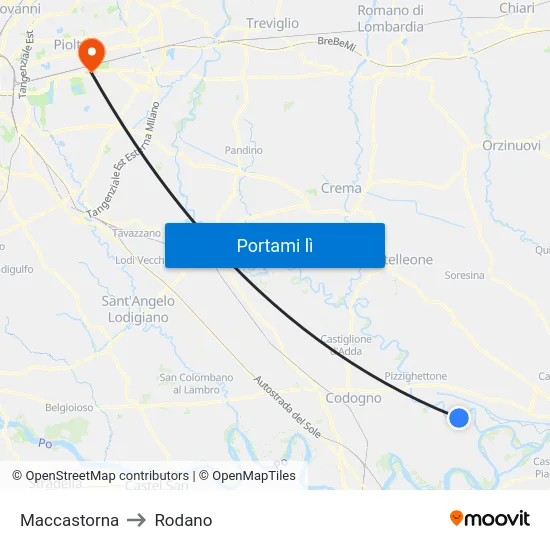 Maccastorna to Rodano map