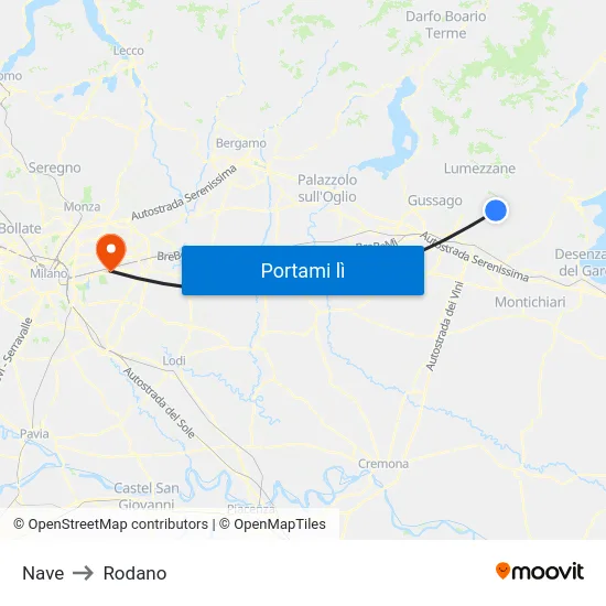 Nave to Rodano map