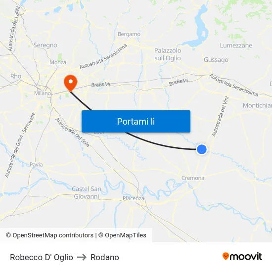 Robecco D' Oglio to Rodano map