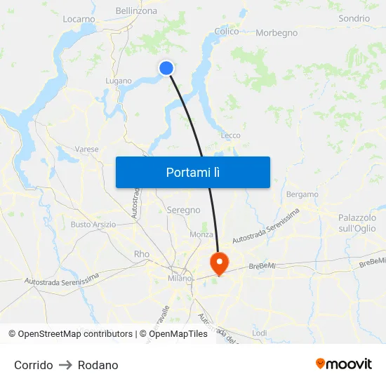 Corrido to Rodano map